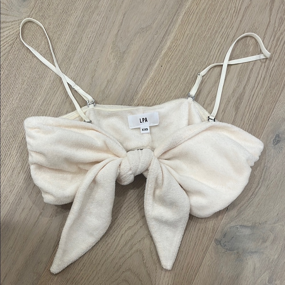 LPA Ivory Bow Front Crop Top